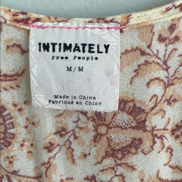 Free People Intimately Cream and Red Floral Tank tunic / dress Size Medium - Picture 3 of 6